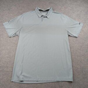 Nike Golf Polo Shirt Mens 2XL Gray Stripe Dri-FIT Tour Performance 639945-088